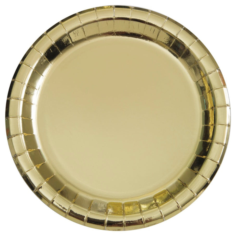 Gold Foil Round 9in Dinner Plates 8ct