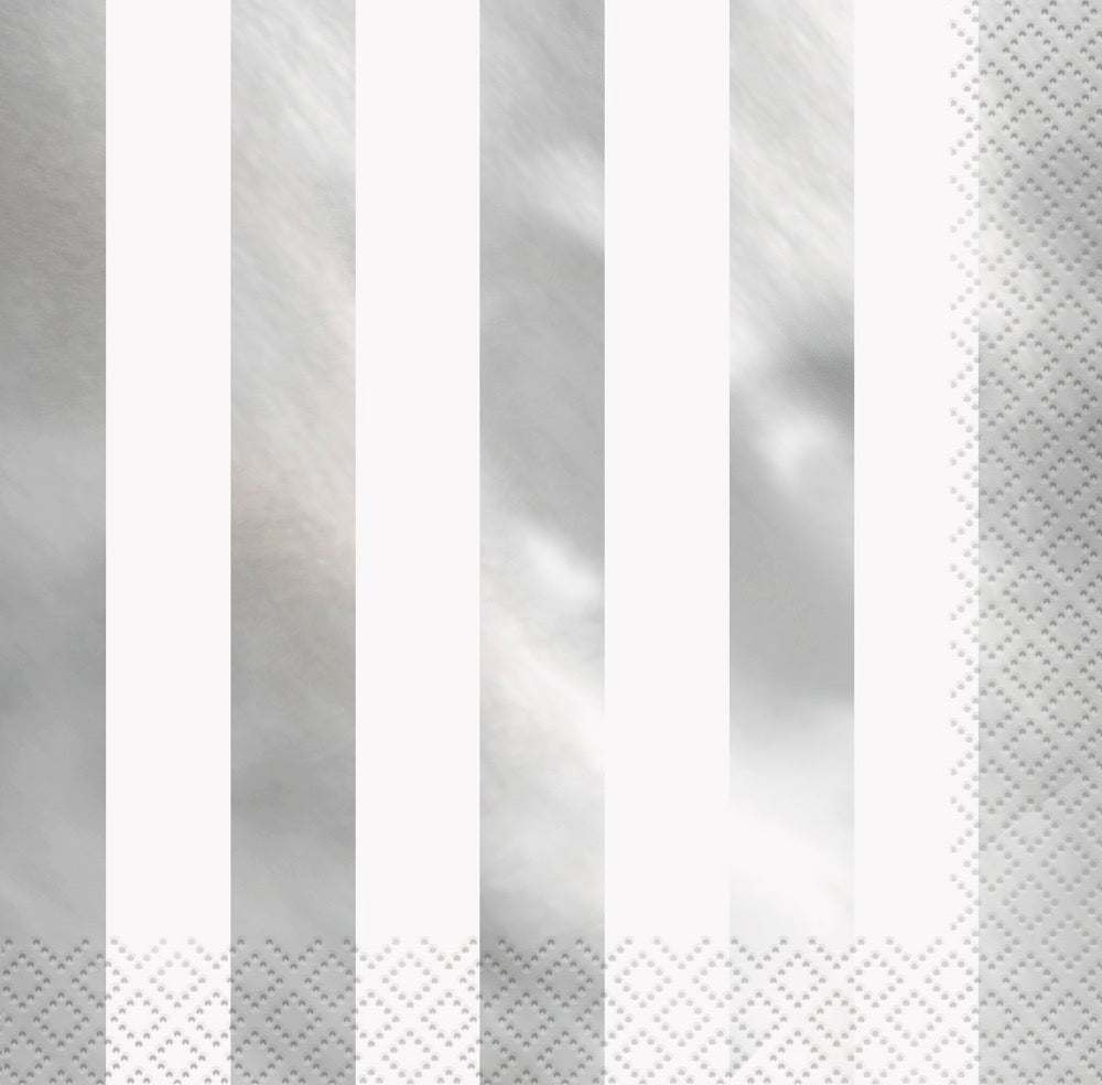 Silver Foil Stripes Luncheon Napkins 16ct - Foil Stamping