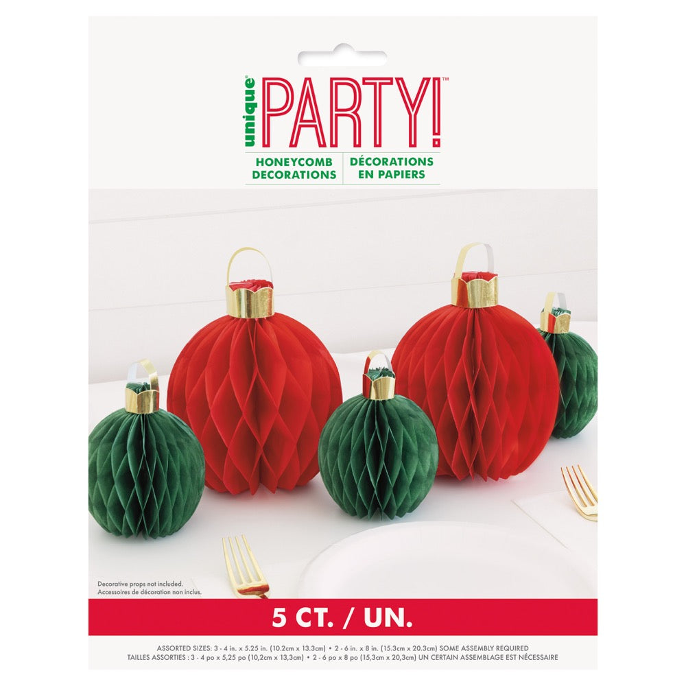 Assorted Ornament-Shaped Honeycomb Tissue Centerpieces 5ct
