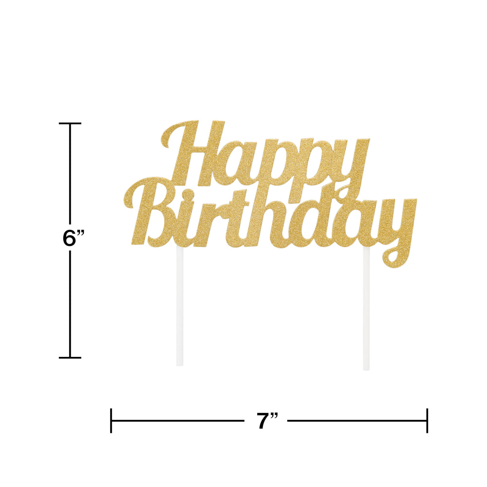 Gold Glitter Happy Birthday Cake Topper
