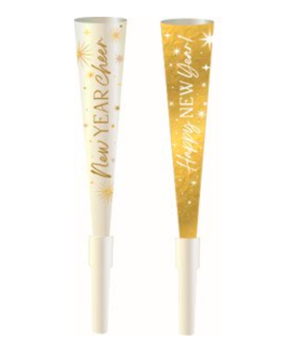 New Years Foil Golden Soiree Horns 24ct