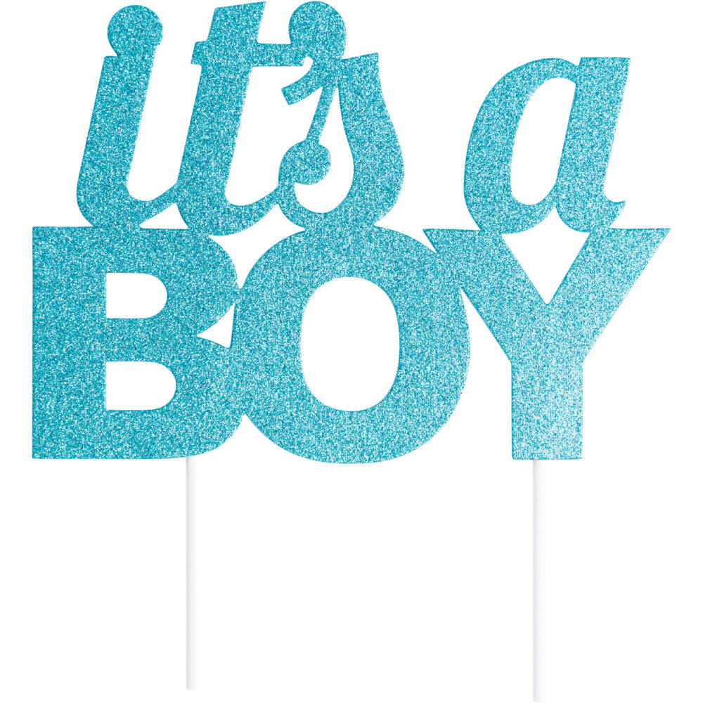 Blue Glitter It's a Boy Cake Topper