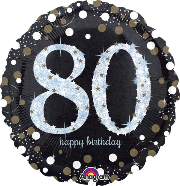 #092 Sparkling Birthday 80 18in Balloon