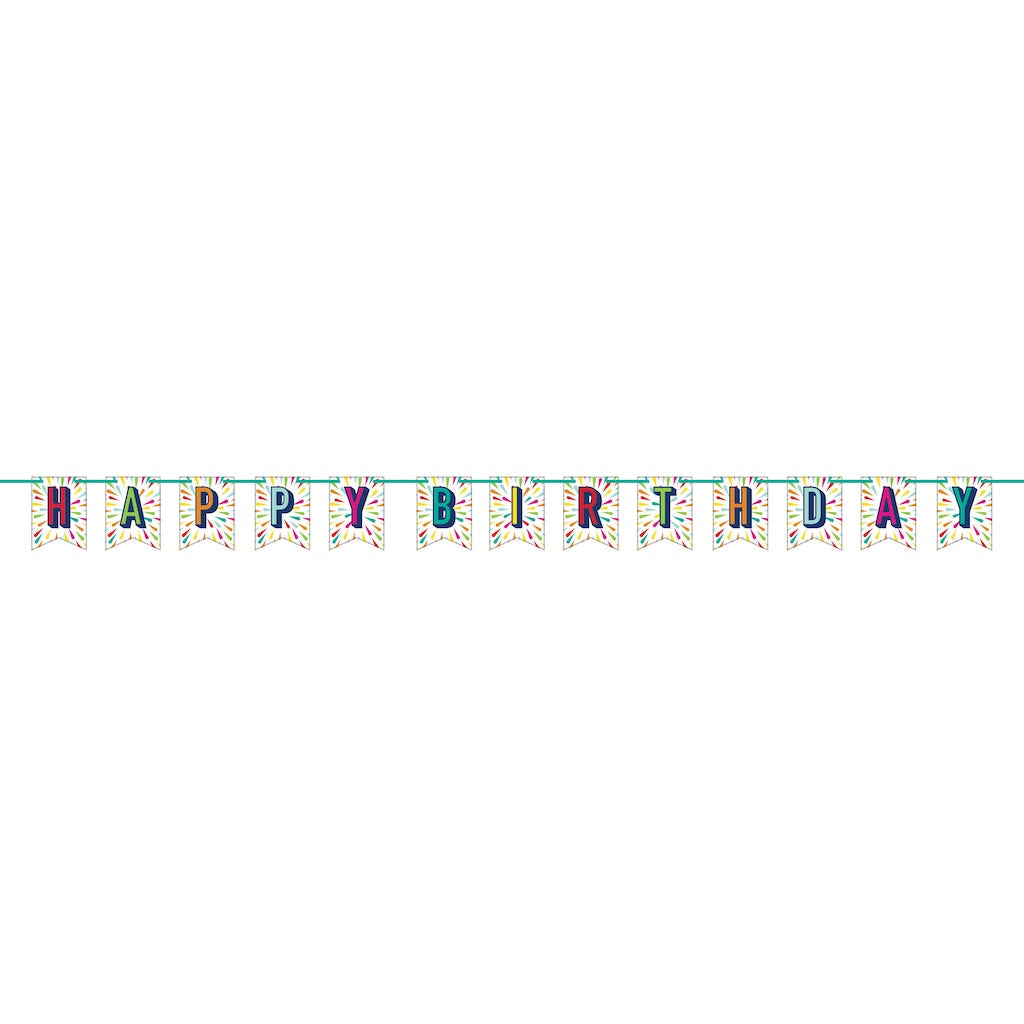Birthday Burst Shaped Banner with Ribbon