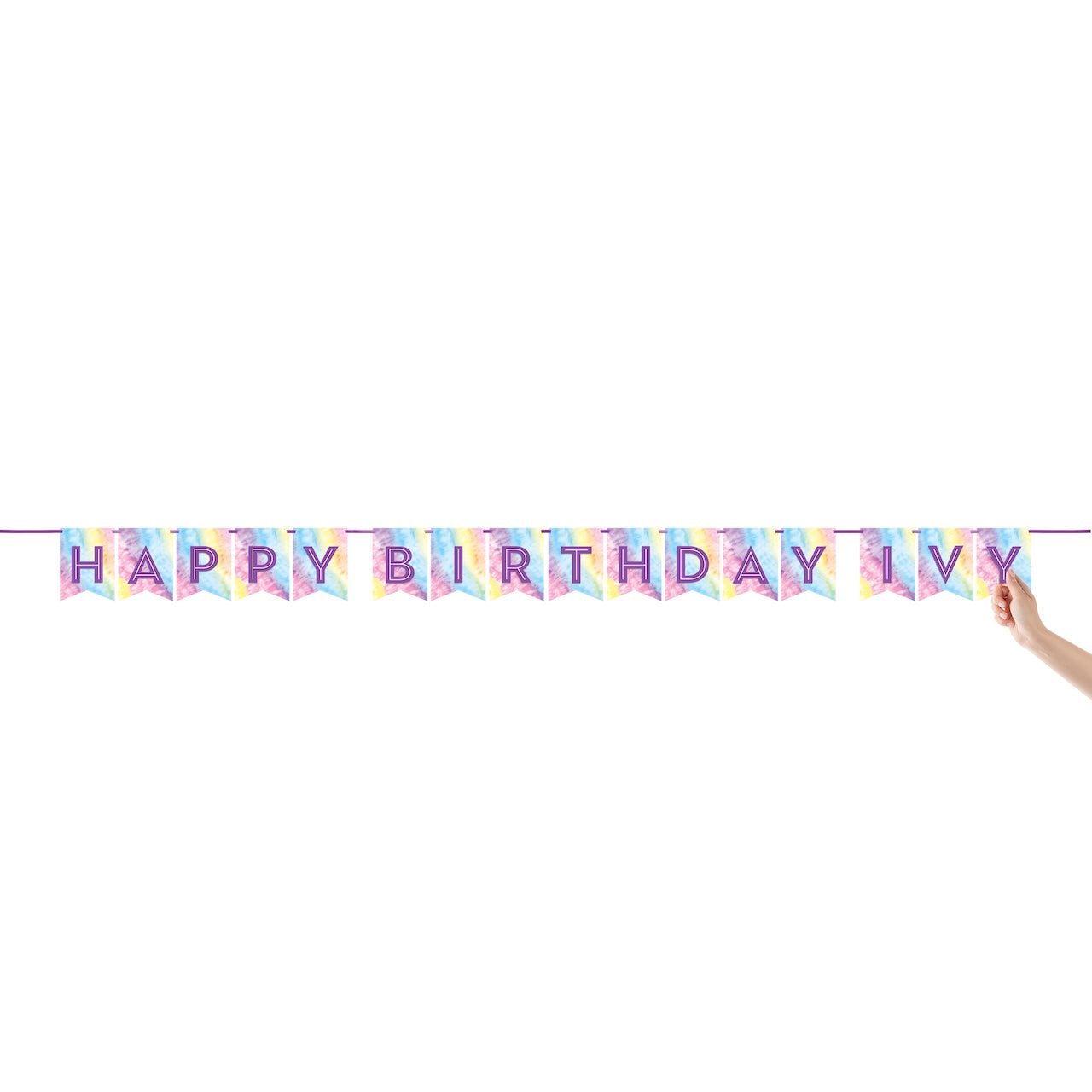 Tie Dye Party DIY Pennant Banner w/ Stickers