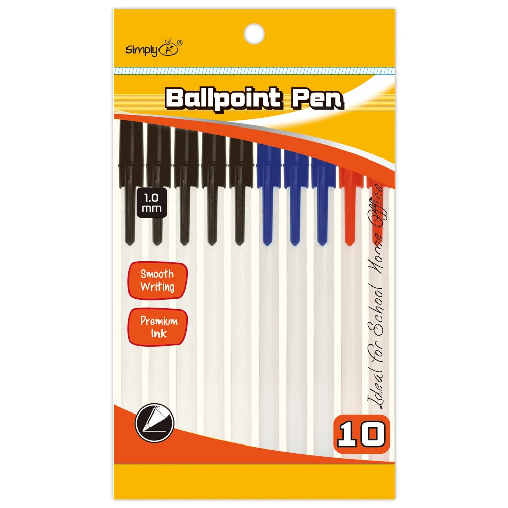 Black, Blue, Red Ballpoint Pens 10ct