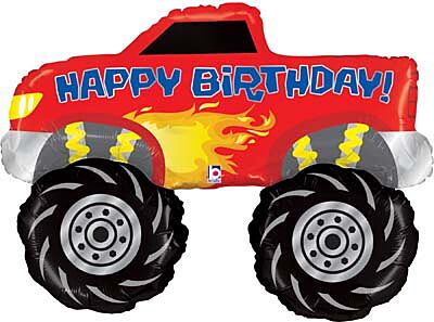 #074 Monster Truck Birthday Holographic 40in Balloon