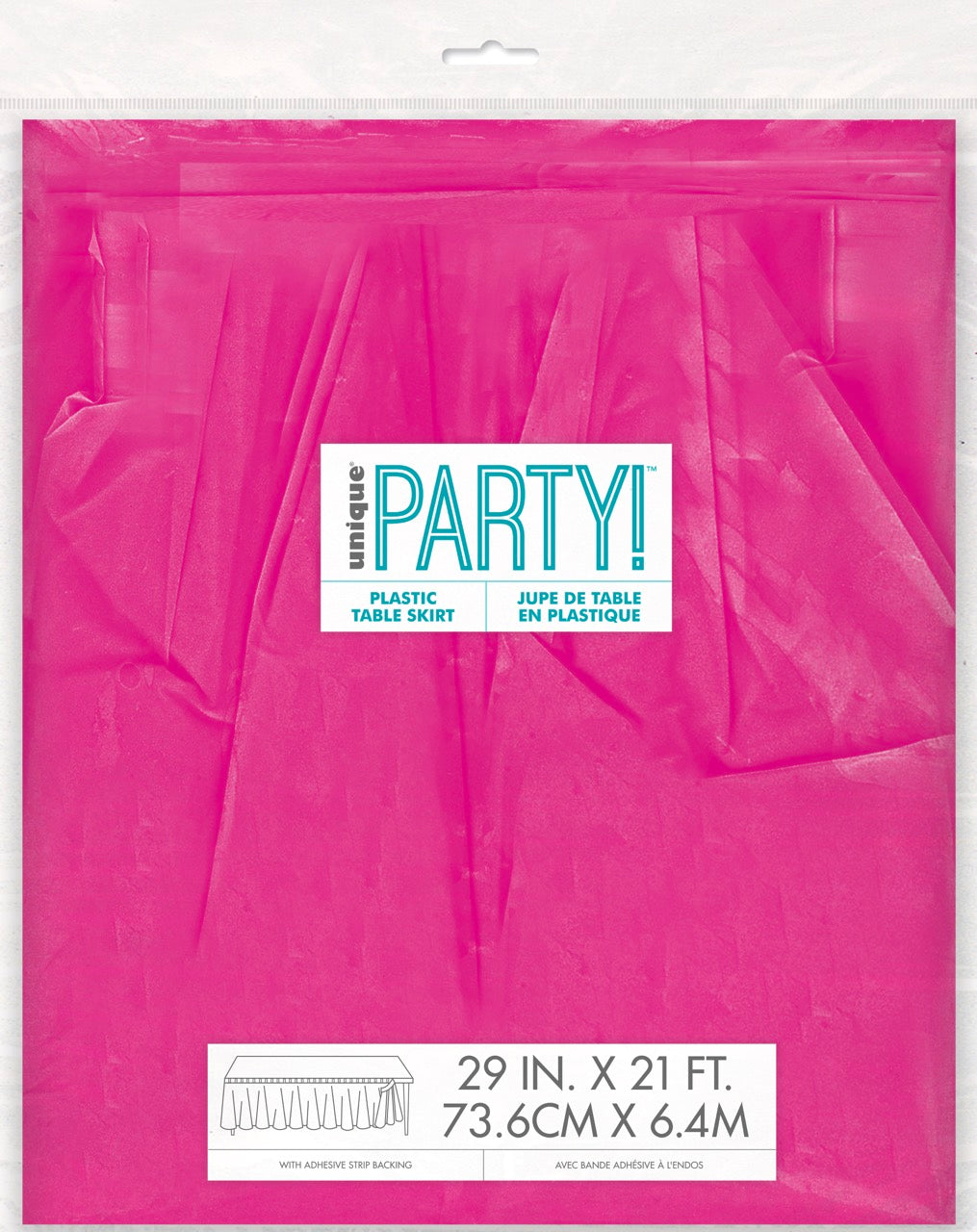 Neon Pink Plastic Table Skirt 29" x 21 ft.