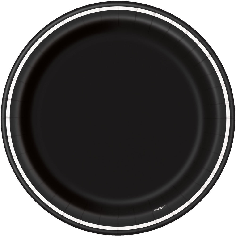 Black Thin Stripes Round 9 Dinner Plates 8ct