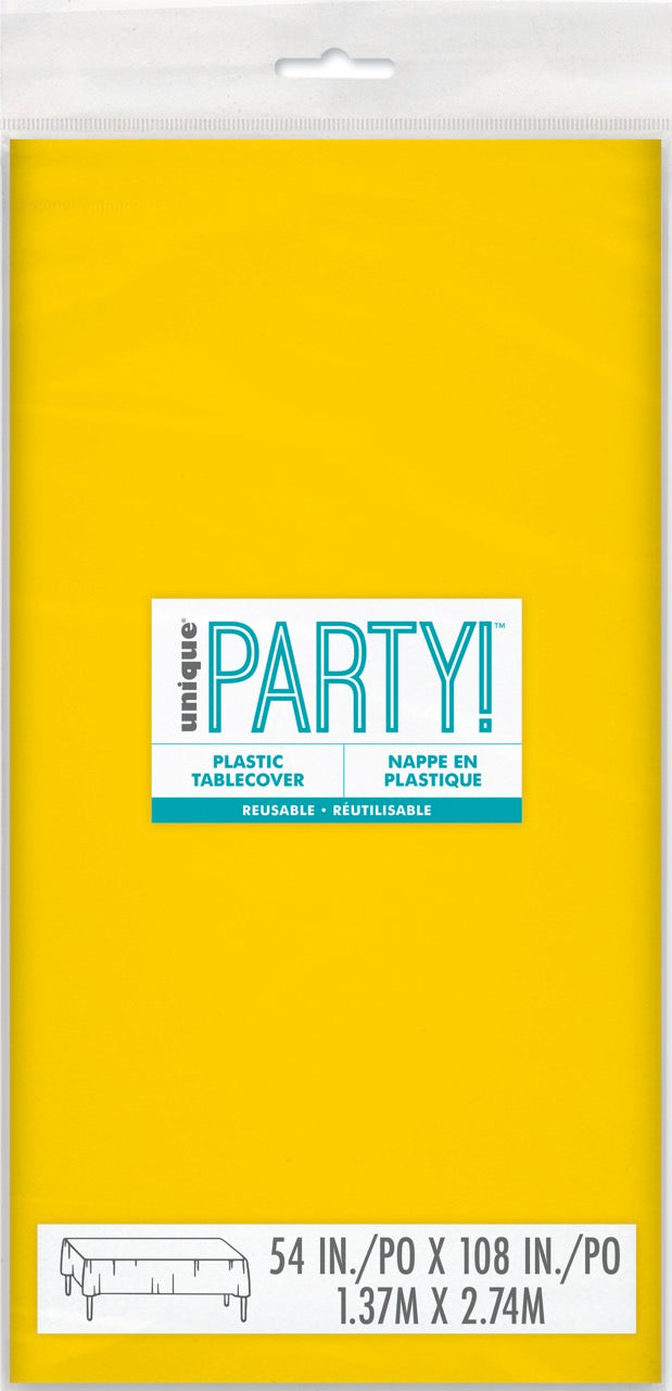 Sunshine Yellow Plastic Rectangle Table Cover 54" x 108"