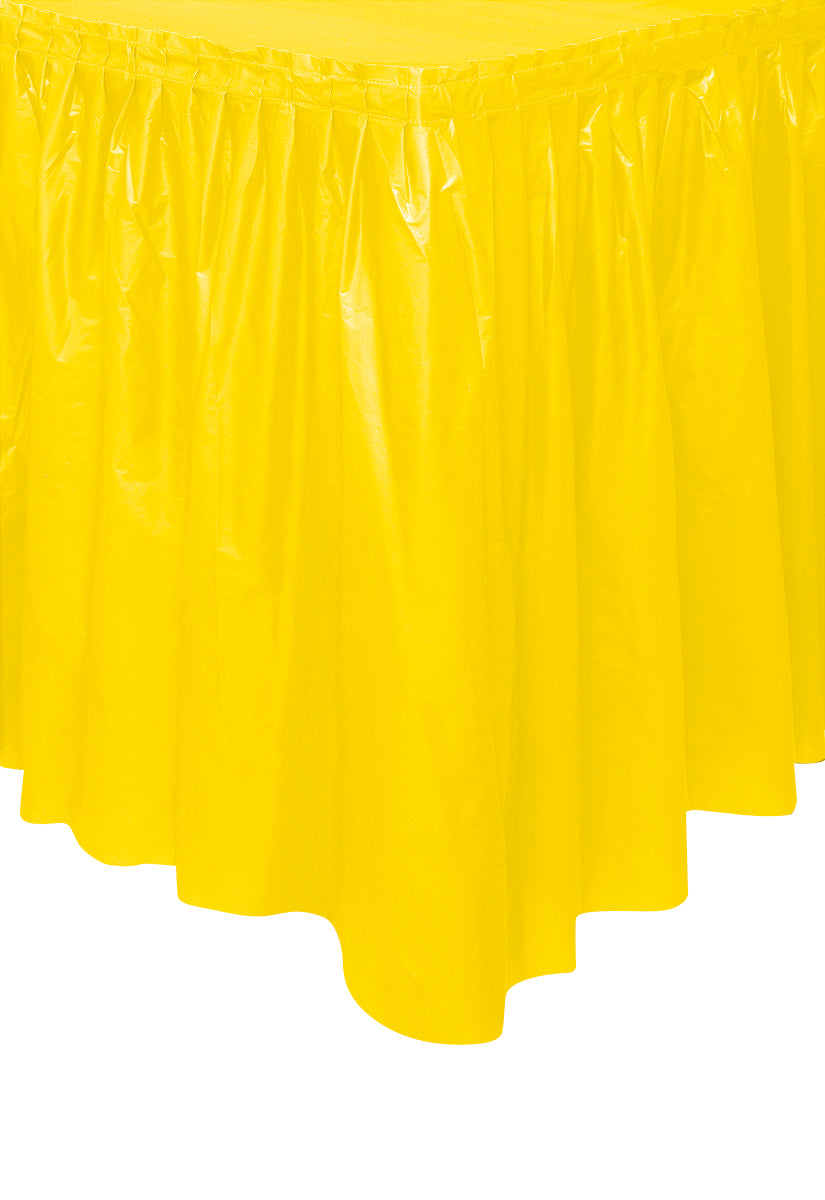 Sunshine Yellow Plastic Table Skirt 29" x 21 ft.
