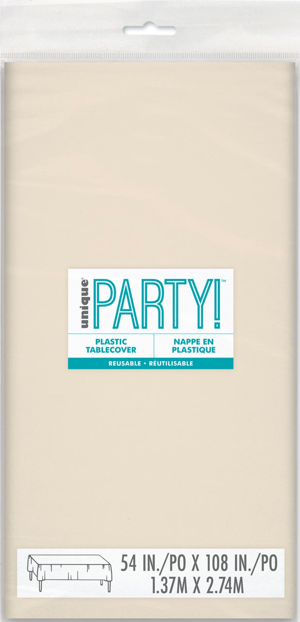 Vanilla Creme Plastic Rectangle Table Cover 54" x 108"