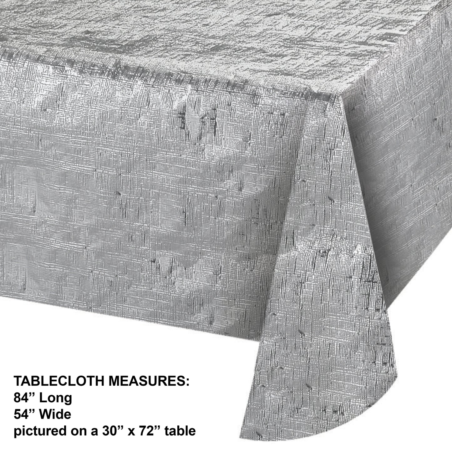 Silver Metallic Rectangular Plastic Table Cover 54in x 84in