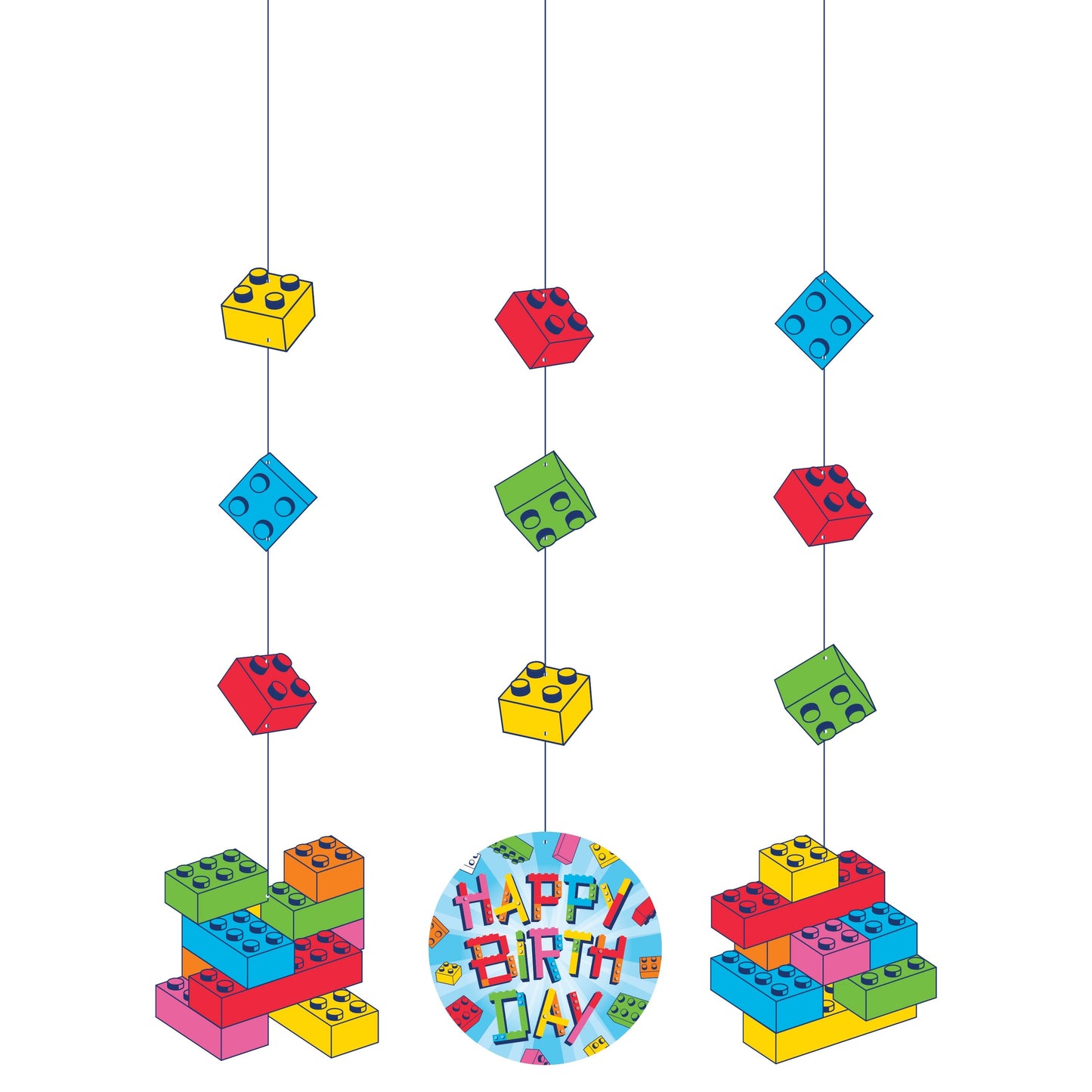 Block Bash Hanging Cutouts 3ct