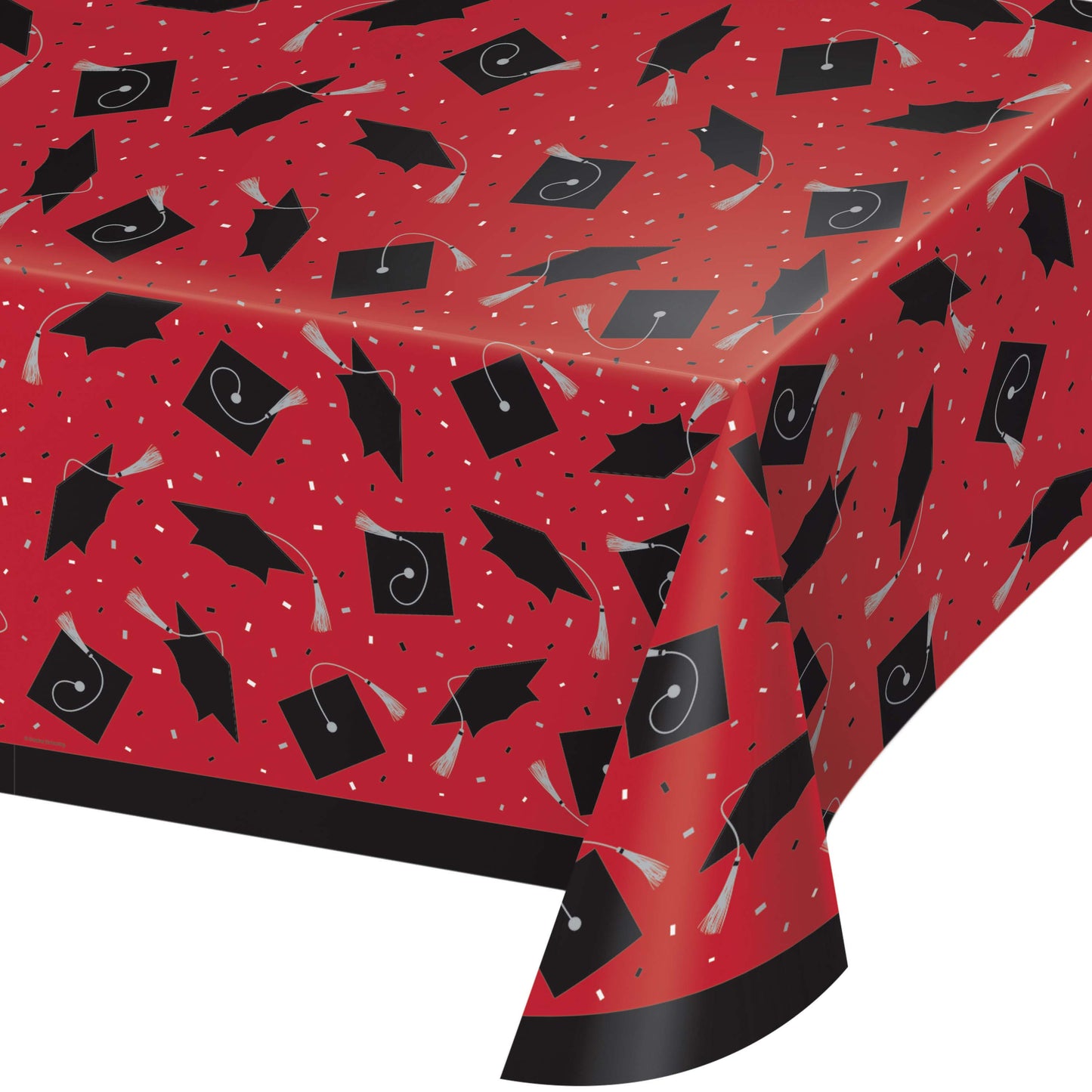 Red Graduation Plastic Table Cover 54x102