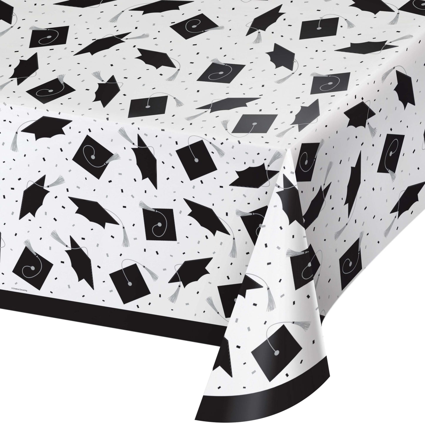 Graduation White Plastic Table Cover 54x102