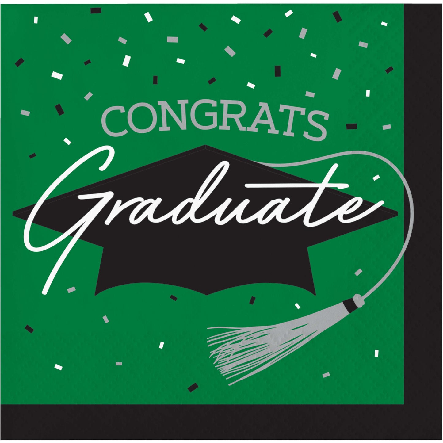 Graduation Green Beverage Napkins 36ct