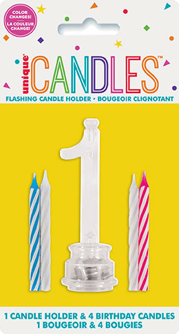 Number Light-Up Flashing Candle Holder with Birthday Candle
