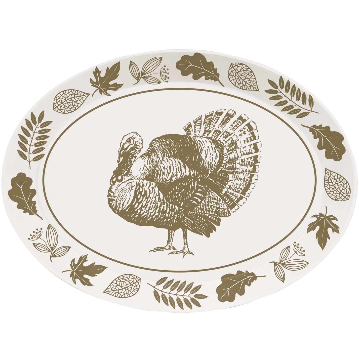 Thanksgiving Plastic Oval Tray, Turkey 10" x 14"