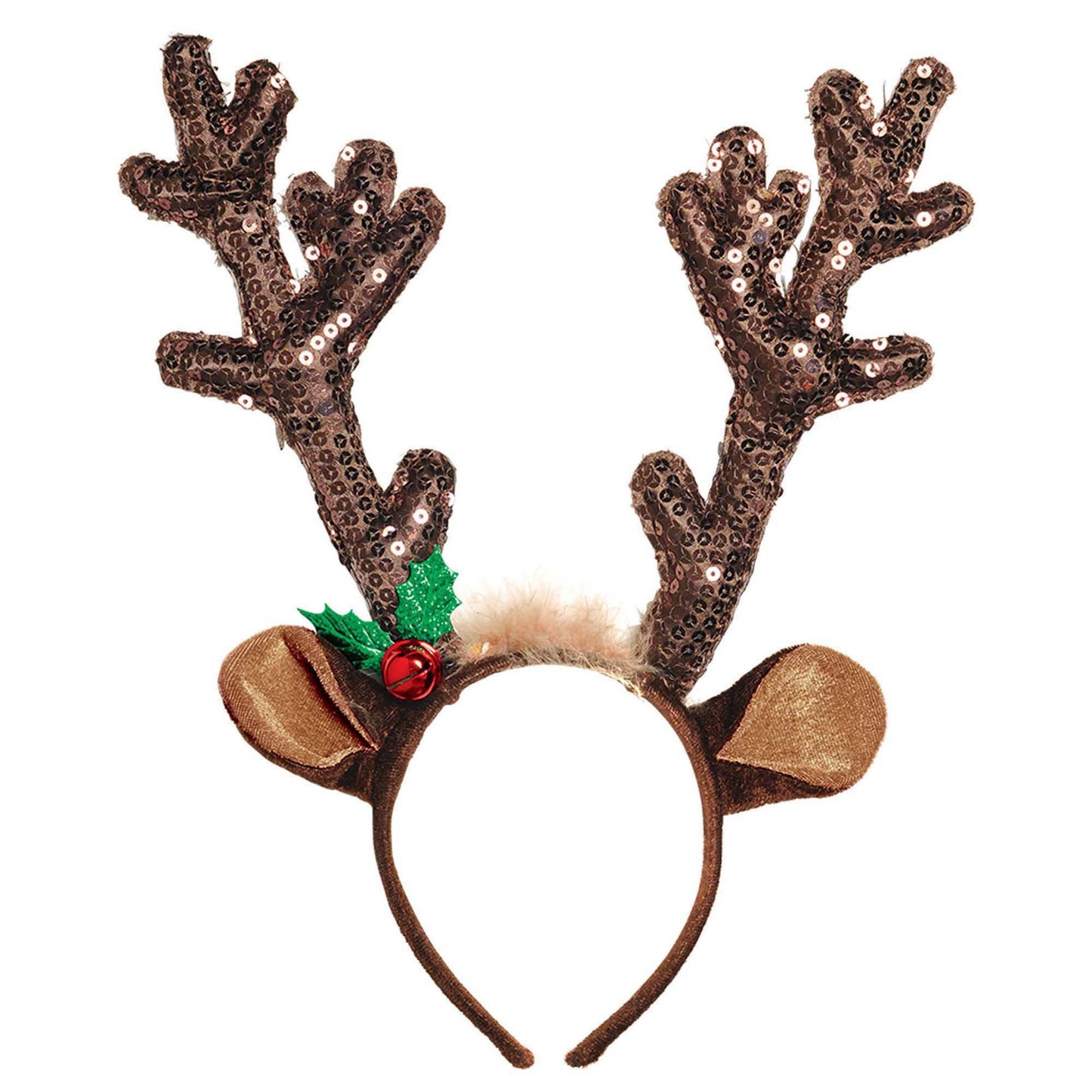 Brown Sequin Antler Head Band
