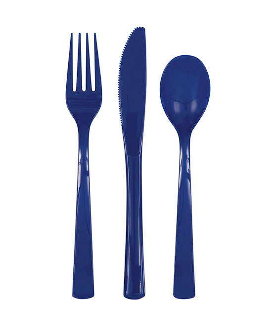 Navy Blue Assorted Plastic Cutlery 18ct