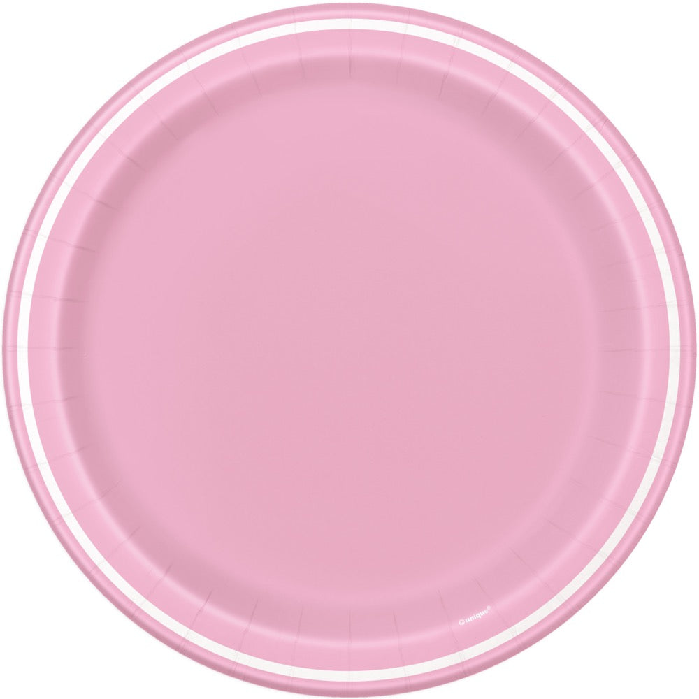 Lovely Pink Thin Stripes Round 9 Dinner Plates 8ct
