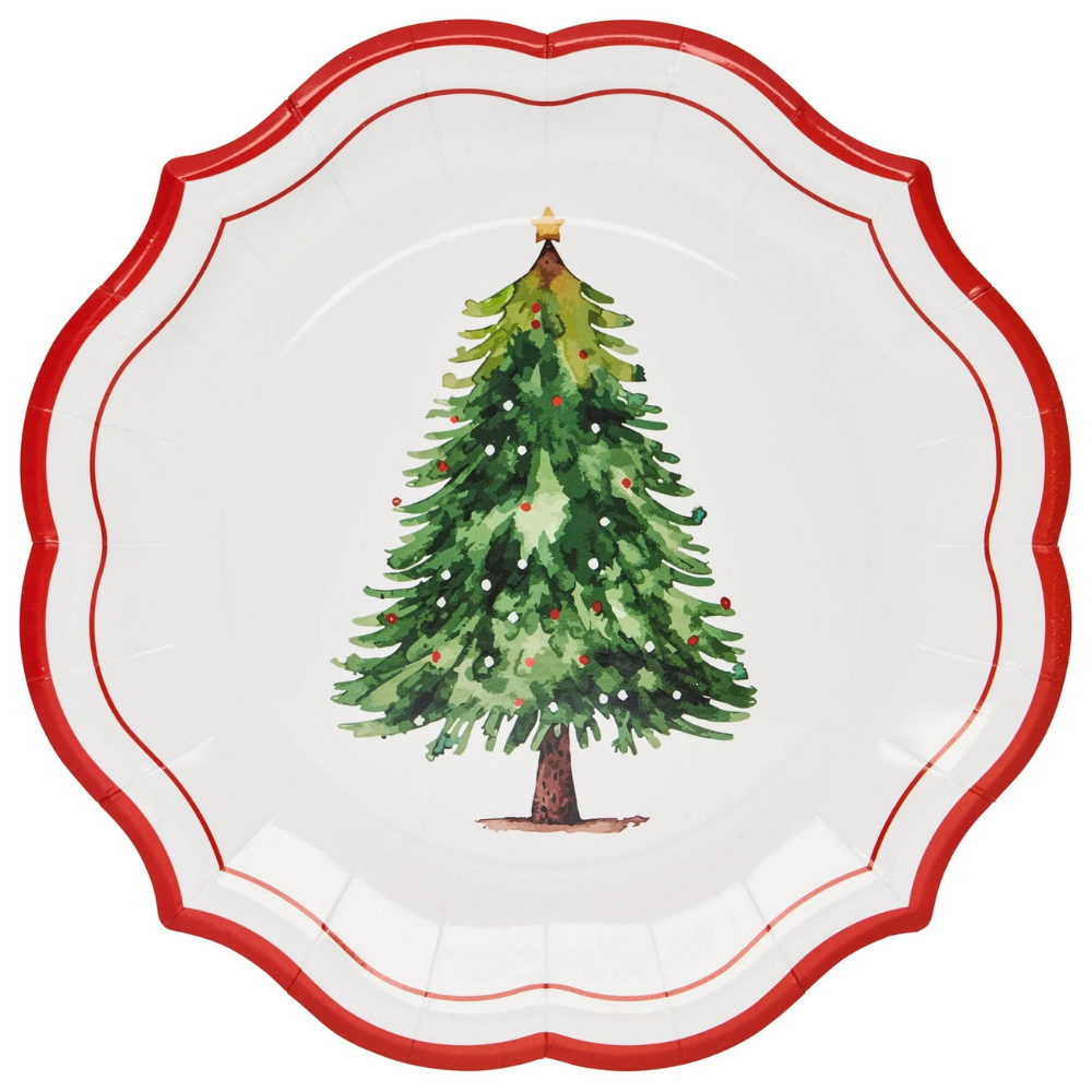 Merry and Bright Christmas Tree Paper 10.5in Dinner Plates 8ct