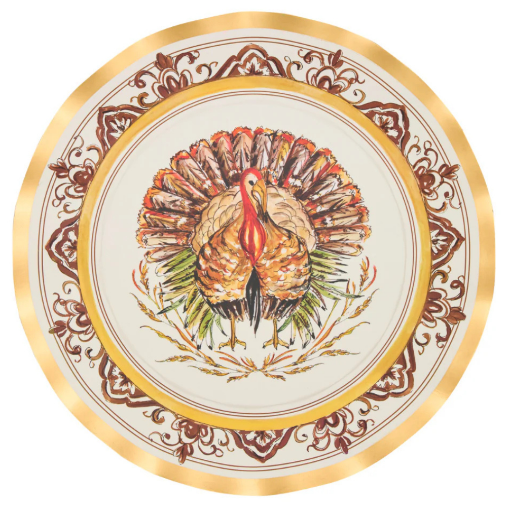 Turkey & Gourds 10.5in Dinner Plates 8ct