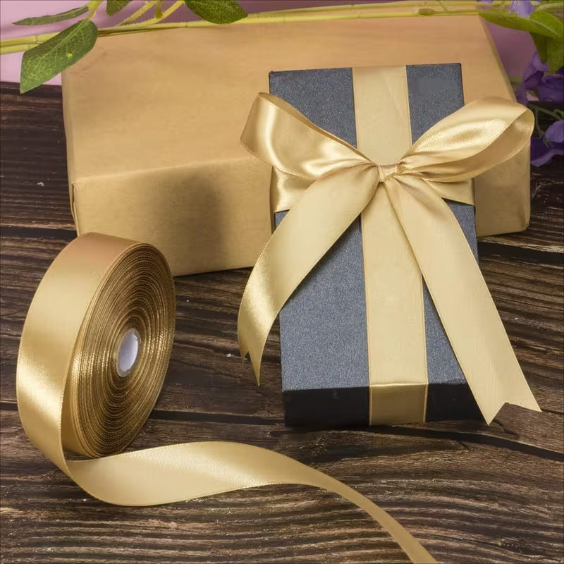 Inch Wide Champagne Golden Satin Ribbon