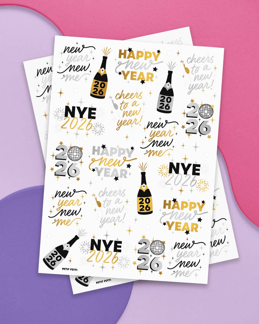 Metallic NYE Tats - 40 foil temporary tattoos New Years Eve