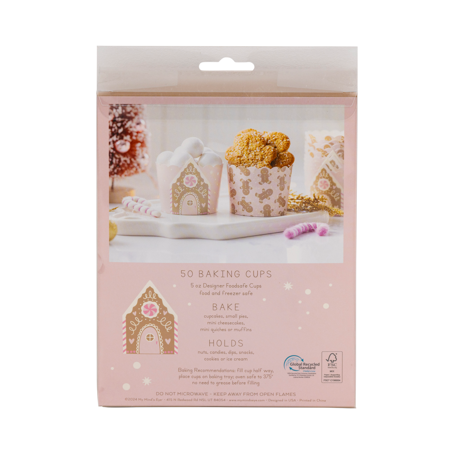 Pink Gingerbread House 5 oz Baking Cups 50ct