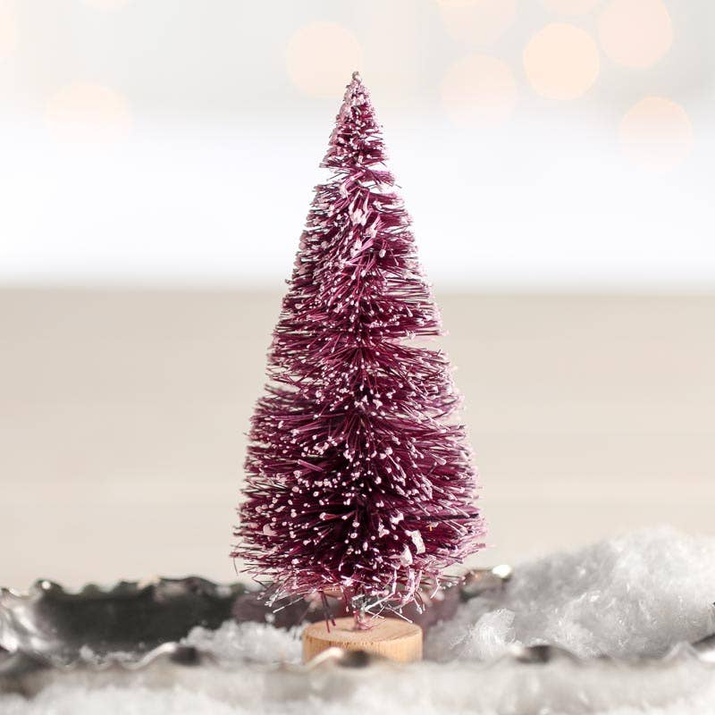 4"  Small Frosted Mulberry Wine Bottle Brush Tree