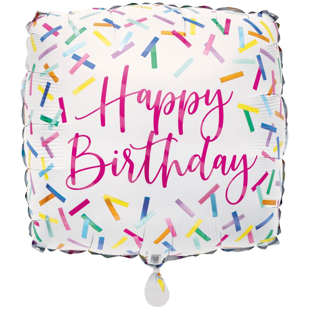 Pink Sprinkles 18in Mylar Balloon