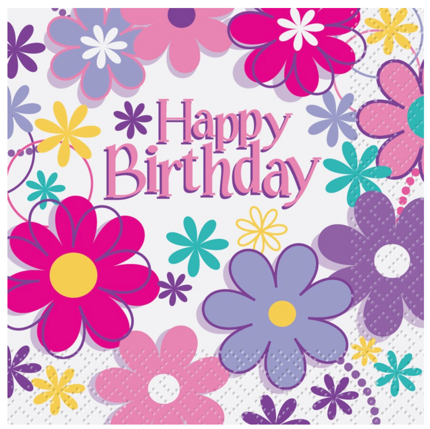 Birthday Blossoms Beverage Napkins 16ct