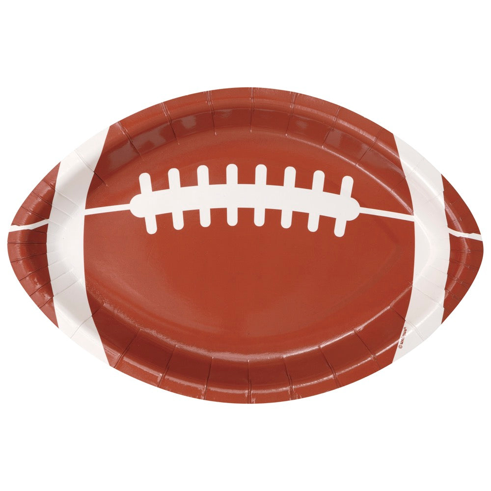 Tailgate Football Shaped 9.25in Dinner Plates 8ct