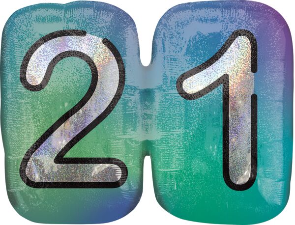 #082B Finally 21 Holographic 27in Balloon