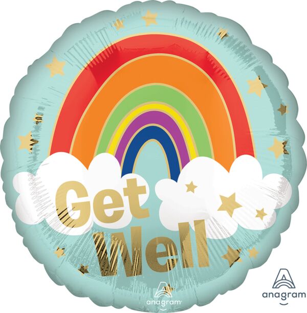 #575 Get Well Golden Rainbow 17in Balloon