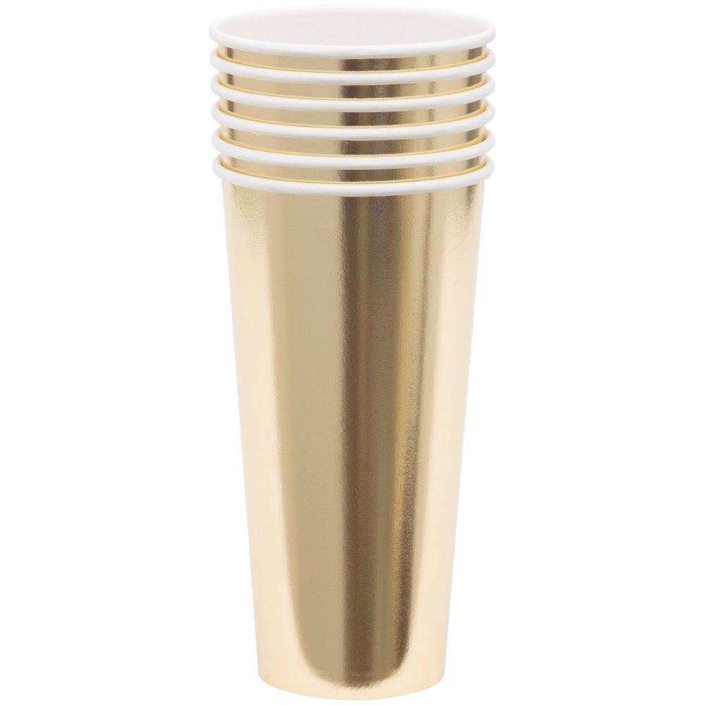 Gold Foil Solid 20oz Paper Cups 6ct