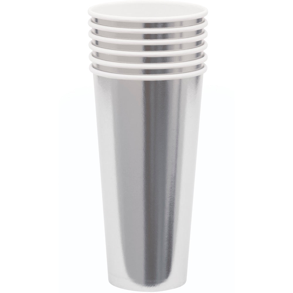 Silver Solid 20oz Paper Cups 6ct