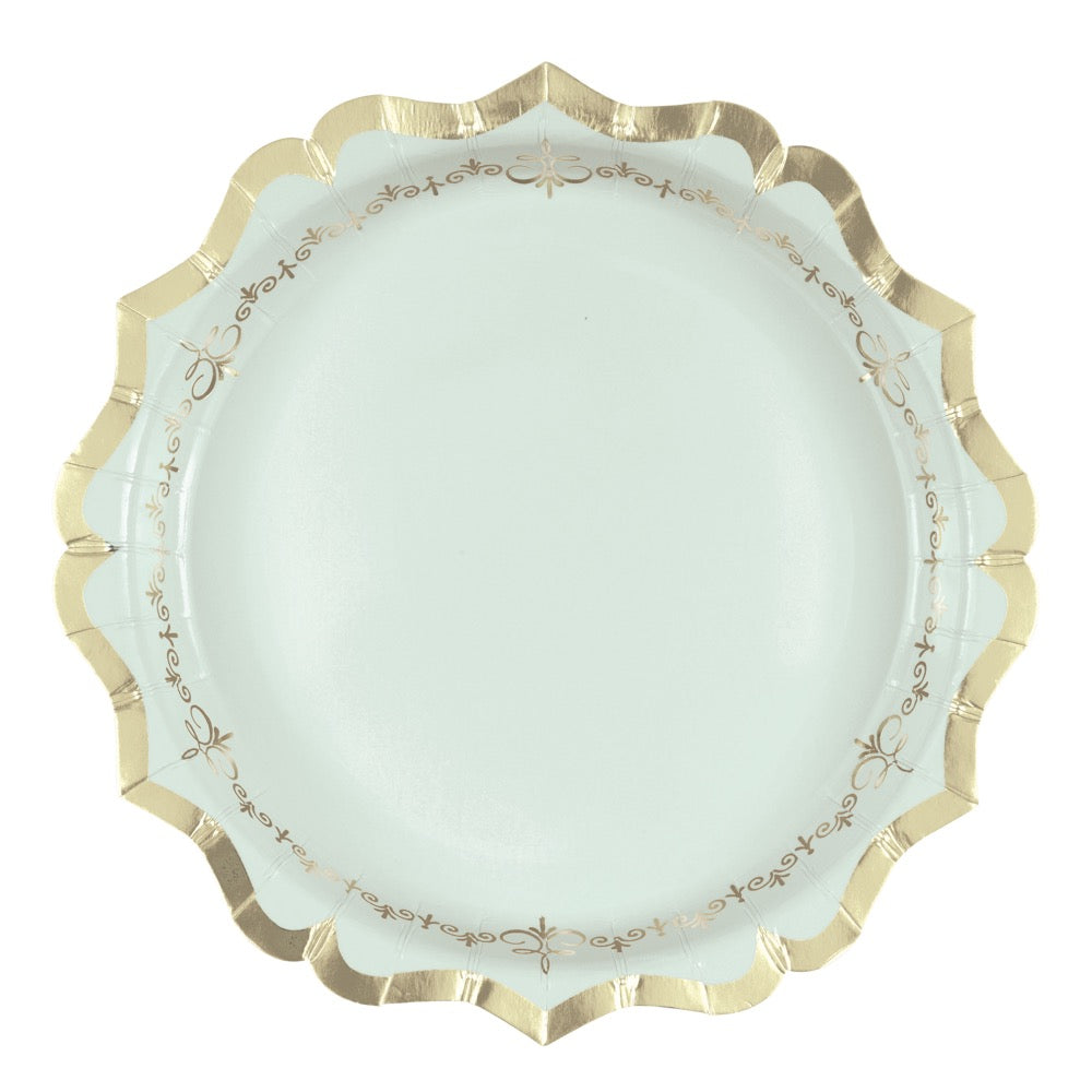 Golden Garden Party Shaped-Edge 8.25in Plates 8ct - Foil Stamping