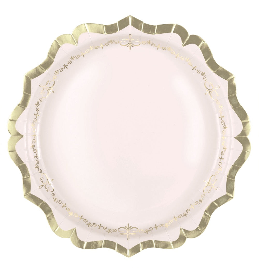 Golden Garden Party Shaped-Edge 9.25in Plates 8ct - Foil Stamping