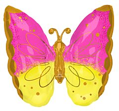 #004 Pink and Yellow Butterfly 25in SuperShape Balloon