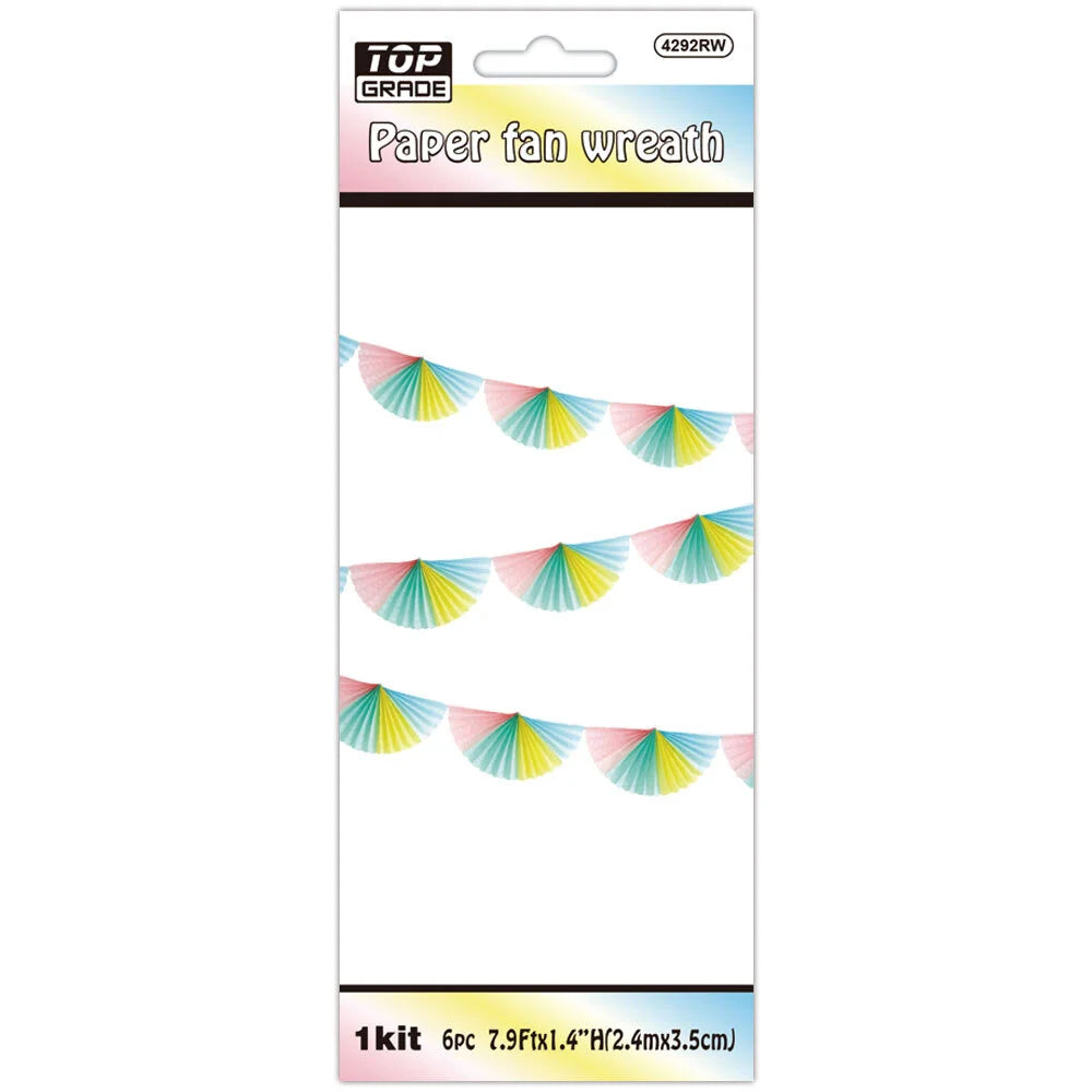 Patel Paper Fan Wreath 7.9ft - 6pc