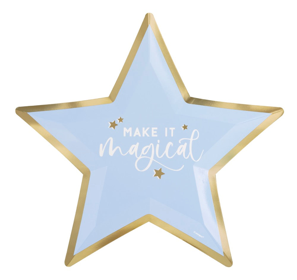 Dainty Unicorn Star Shaped 10.5in Dinner Plates 8ct - Foil Stamping