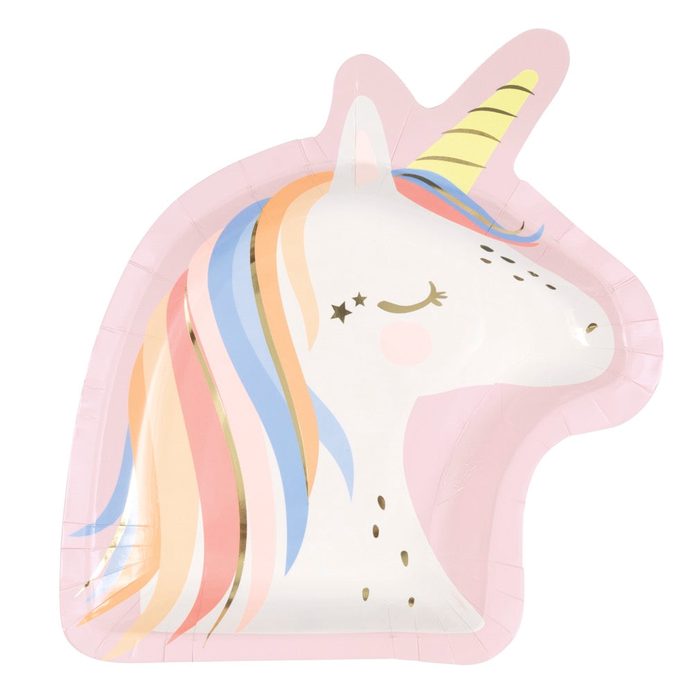 Dainty Unicorn Shaped Plates 8ct - Foil Stamping