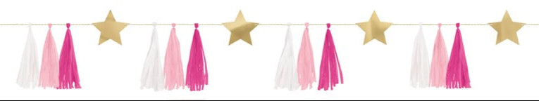 Gold Foil Star Garland with Tassels 6ft