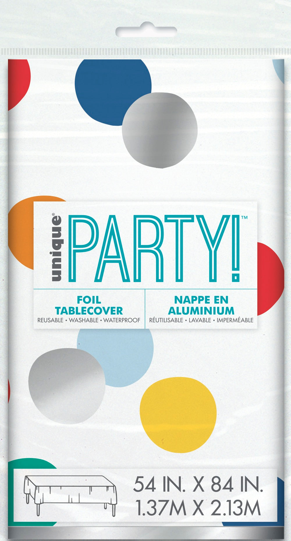 Happy Birthday Dots Rectangular Foil Table Cover 54in x 84in