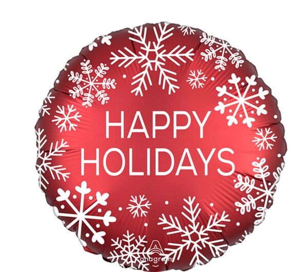 S09 Satin Happy Holidays Nordic Snowflake 18in Balloon