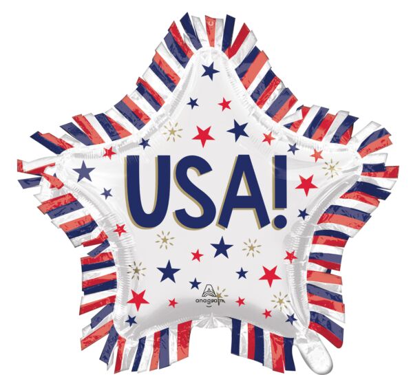 #S59 USA Star Fringe 28in Balloon