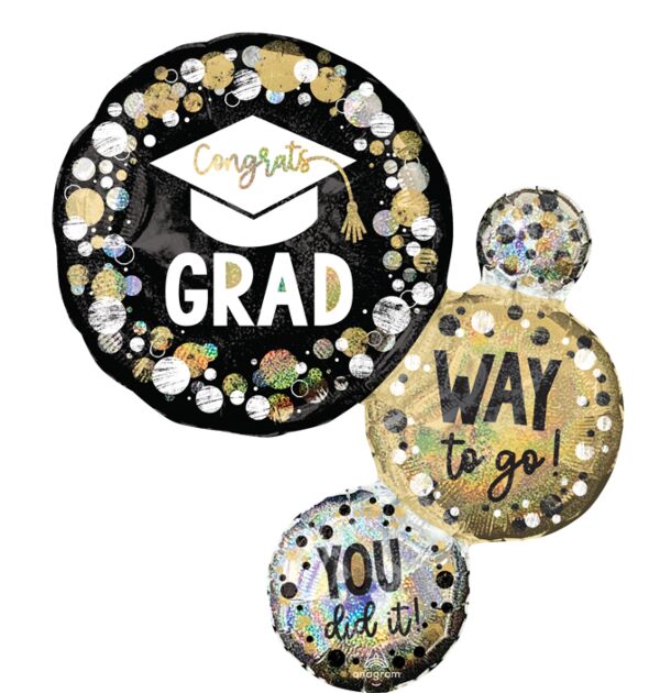S29 Way to Go Grad Circles and Dots 28in Balloon